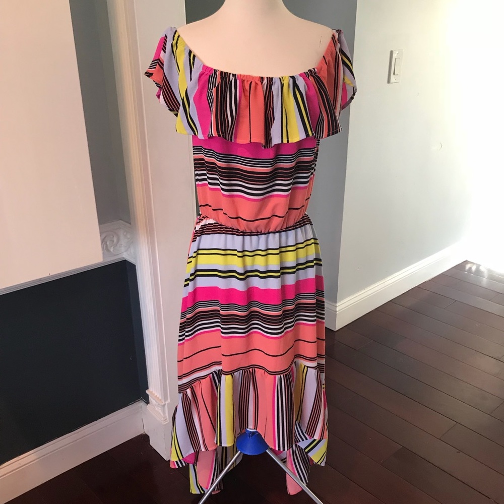 Ruffle Off-the-Shoulder High-Lo Dress